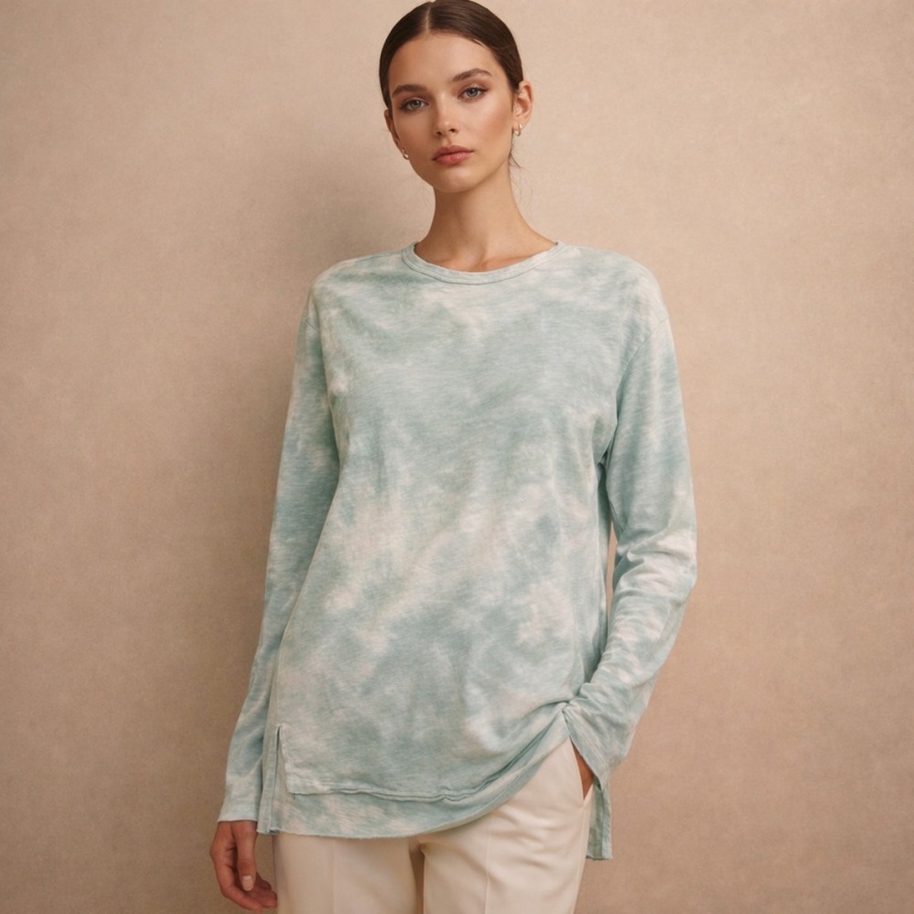 100% Cotton T.LA Mint Green Tie-Dye Long Sleeve Top Size Medium